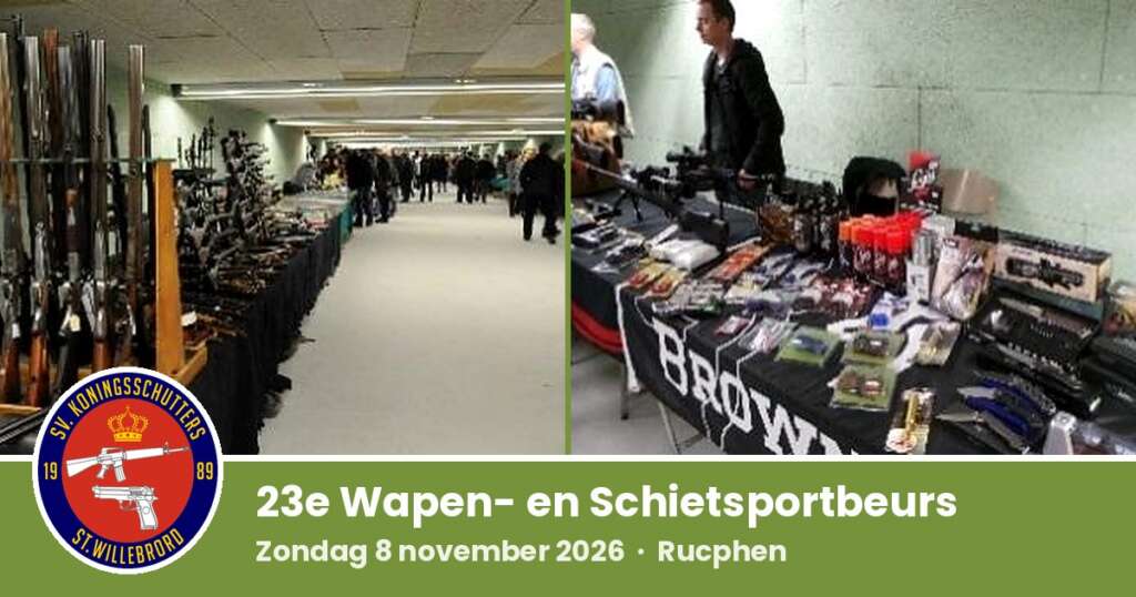 23e Jaarlijkse Wapen- en Schietsportbeurs: zondag 8 november 2026